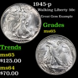 1945-p Walking Liberty Half Dollar 50c Grades GEM Unc