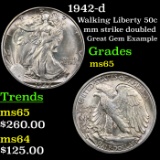 1942-d Walking Liberty Half Dollar 50c Grades GEM Unc