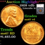 ***Auction Highlight*** 1909 vdb Lincoln Cent 1c Graded ms67 rd By SEGS (fc)