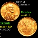 1944-d Lincoln Cent 1c Grades GEM++ Unc RD