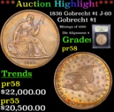 Proof ***Auction Highlight*** 1836 Gobrecht $1 J-60 Graded Proof By USCG (fc)