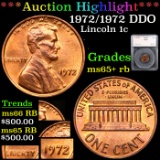 ***Auction Highlight*** 1972/1972 DDO Lincoln Cent 1c Graded ms65+ rb By SEGS (fc)