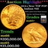 ***Auction Highlight*** 1914-s Near TOP POP! Gold Indian Eagle $10 Graded ms65+ By SEGS (fc)