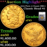 ***Auction Highlight*** 1834 Plain 4 Classic HM-3 Classic Head $5 Gold Graded xf45 By SEGS (fc)