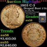 ***Auction Highlight*** 1803 C-3 Draped Bust Half Cent 1/2c Graded au58 By SEGS (fc)