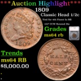 ***Auction Highlight*** 1809 Classic Head half cent 1/2c Graded ms64 rb By SEGS (fc)