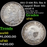 1811 O-106 R3; Sm 8 Capped Bust Half Dollar 50c Grades xf+