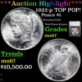 ***Auction Highlight*** 1922-p TOP POP! Peace Dollar $1 Graded ms67 By SEGS (fc)