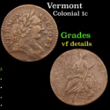 Vermont Colonial Cent 1c Grades vf details
