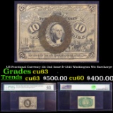 US Fractional Currency 10c 2nd Issue fr-1244 Washington W/o Surcharge Graded cu63 By PMG