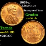 1909-p Lincoln Cent 1c Grades GEM+ Unc RB