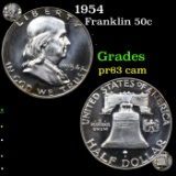 Proof 1954 Franklin Half Dollar 50c Grades Select Proof Cameo