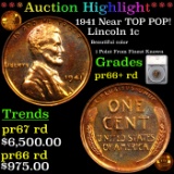 Proof ***Auction Highlight*** 1941 Near TOP POP! Lincoln Cent 1c Graded pr66+ rd By SEGS (fc)