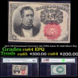 1875 US Fractional Currency 10c Fifth Issue fr-1266 Short Key Graded cu64 EPQ By PMG