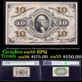 US Fractional Currency 10c Third Issue fr-1255 Washington Bust Green Reverse\ Graded au55 EPQ By PMG