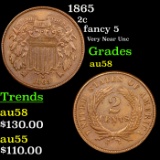 1865 Two Cent Piece 2c Grades Choice AU/BU Slider