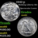 1942-p Walking Liberty Half Dollar 50c Grades GEM+ Unc