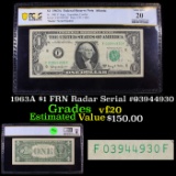 PCGS 1963A $1 FRN Radar Serial #03944930 Graded vf20 By PCGS