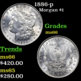 1886-p Morgan Dollar $1 Grades GEM+ Unc