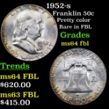 1952-s Franklin Half Dollar 50c Grades Choice Unc FBL