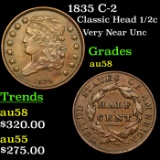 1835 C-2 Classic Head half cent 1/2c Grades Choice AU/BU Slider