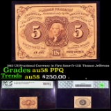 PCGS 1862 US Fractional Currency 5c First Issue fr-1231 Thomas Jefferson Graded au58 PPQ By PCGS