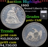 Proof ***Auction Highlight*** 1860 Seated Liberty Quarter 25c Graded pr65+ CAM By SEGS (fc)