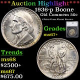 ***Auction Highlight*** 1936-p Boone Old Commem Half Dollar 50c Graded ms67+ By SEGS (fc)