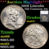 ***Auction Highlight*** 1918 Lincoln Old Commem Half Dollar 50c Graded ms65+ By SEGS (fc)