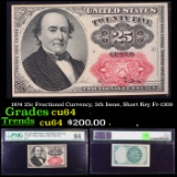 1874 25c Fractional Currency, 5th Issue, Short Key Fr-1309  Graded cu64 By PMG