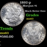 1892-p Morgan Dollar $1 Grades Select Unc