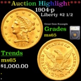 ***Auction Highlight*** 1904-p Gold Liberty Quarter Eagle $2 1/2 Graded MS65 By SEGS (fc)