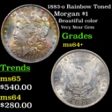 1883-o Rainbow Toned Morgan Dollar $1 Grades Choice+ Unc