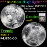 ***Auction Highlight*** 1923-p Near TOP POP! Peace Dollar $1 Graded ms67 By SEGS (fc)