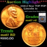 ***Auction Highlight*** 1948-d Near TOP POP! Lincoln Cent 1c Graded ms67 rd By SEGS (fc)