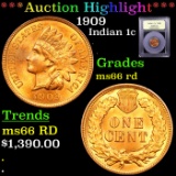 ***Auction Highlight*** 1909 Indian Cent 1c Graded GEM+ Unc RD By USCG (fc)