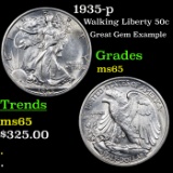 1935-p Walking Liberty Half Dollar 50c Grades GEM Unc