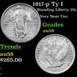 1917-p Ty I Standing Liberty Quarter 25c Grades Choice AU/BU Slider