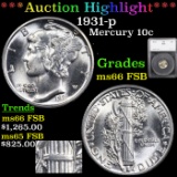 ***Auction Highlight*** 1931-p Mercury Dime 10c Graded ms66 FSB By SEGS (fc)