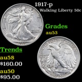 1917-p Walking Liberty Half Dollar 50c Grades Select AU
