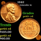 Proof 1942 Lincoln Cent 1c Grades Select+ Proof Red