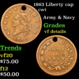 1863 Liberty cap Civil War Token 1c Grades vf details