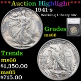 ***Auction Highlight*** 1941-s Walking Liberty Half Dollar 50c Graded ms66 By SEGS (fc)