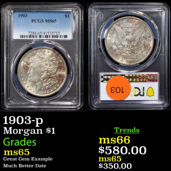 PCGS 1903-p Morgan Dollar $1 Graded ms65 By PCGS