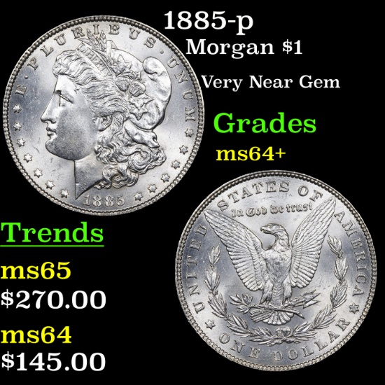 1885-p Morgan Dollar $1 Grades Choice+ Unc