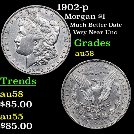 1902-p Morgan Dollar $1 Grades Choice AU/BU Slider