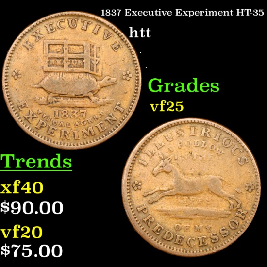 1837 Executive Experiment HT-35 Hard Times Token 1c Grades vf+