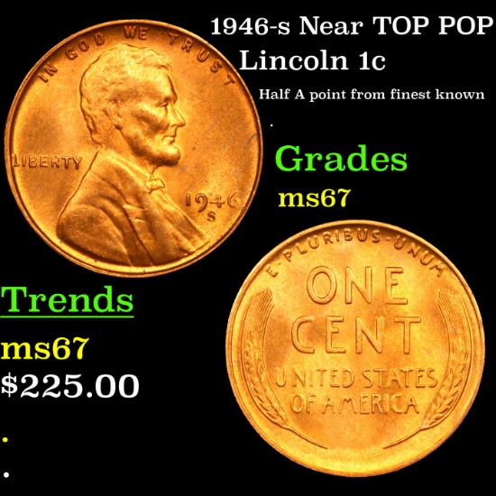 1946-s Near TOP POP! Lincoln Cent 1c Grades GEM++ Unc