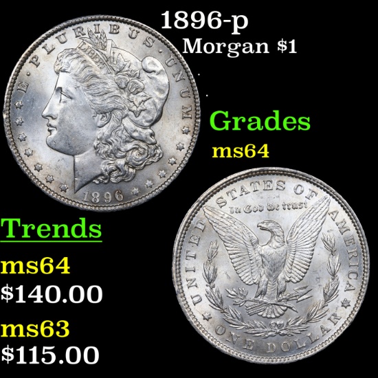 1896-p Morgan Dollar $1 Grades Choice Unc