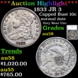 ***Auction Highlight*** 1833 JR 3 Capped Bust Dime 10c Graded au58 By SEGS (fc)